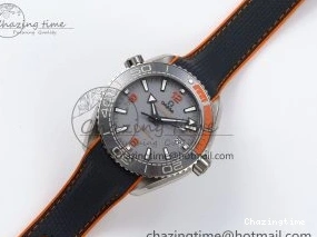 0415 Comfortable Planet Ocean 43.5mm SS VSF 1:1 Best Edition Black Orange Bezel Gray Dial on Nylon Strap A8900 Super Clone V 7730